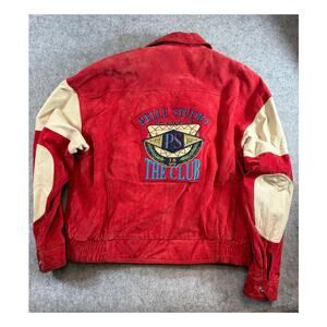 VINTAGE Pelle Studio The Club Suede Leather Jacket Mens Large Red Y2K Hip Hop